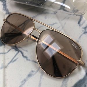 Quay x Desi gold and brown high key sunglasses